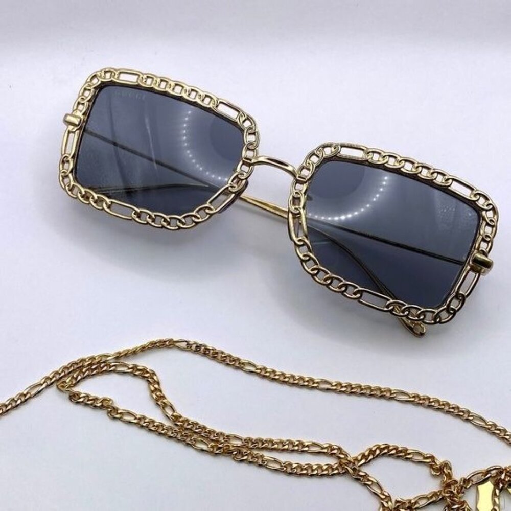 NWT GUCCI GG1112S - 001 CHAIN SUNGLASSES - Picture 7 of 15